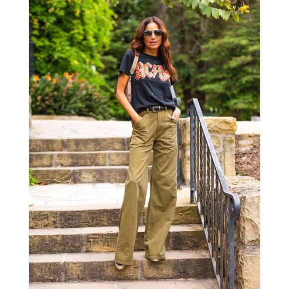 Nili Lotan Pants - Nili Lotan Women's Quentin Wide Leg Cargo Pant Oversized Pockets 6 Olive Green